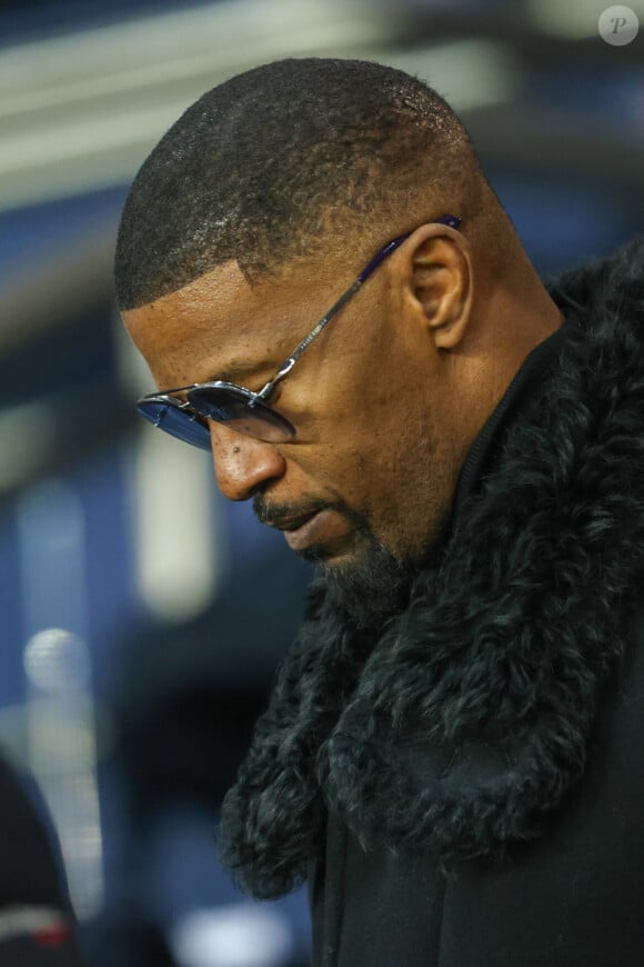 Exclusif - Jamie Foxx assiste au match de football PSG - Reims au Parc des Princes avec son ex-femme Kristin Grannis et leur fille Anelise Bishop et sa seconde fille Corinne Bishop à Paris le 29 janvier 2023. © Cyril Moreau / Bestimage 
