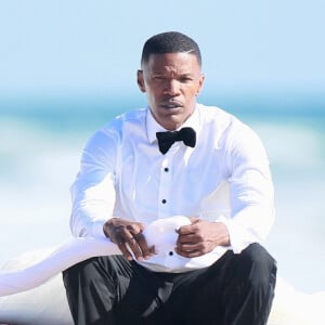Exclusif - Jamie Foxx sur le tournage de son nouveau clip vidéo à Malibu, le 3 octobre 2015 © CPA/Bestimage