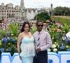 De son côté, Asap Rocky portait une chemise à rayures boutonnée, une cravate à rayures, un pantalon noir ample et une paire de lunettes noires.
Rihanna, enceinte, et son compagnon A$AP Rocky (ASAP) aux arrivées et au photocall de la première du film Les Schtroumpfs au Mont des Arts à Bruxelles, Belgique, le 28 juin 2025. © Jan De Meuleneir/Photonews/Bestimage